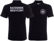 Koszulka Polo ratownicza czarna męska odblaskowa FUNKCYJNA