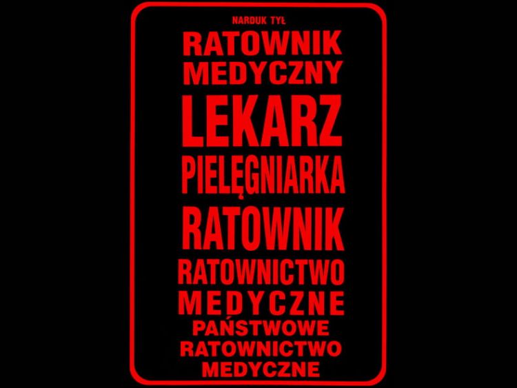 Koszulka Polo ratownicza czarna męska FUNKCYJNA nadruk FLUO