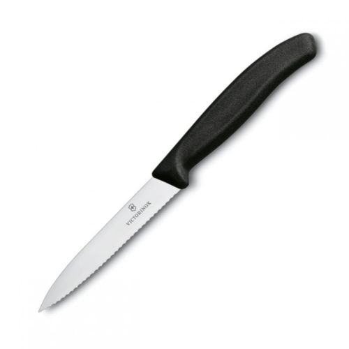 Nóż Victorinox do jarzyn, ząbkowany, 10 cm, czarny