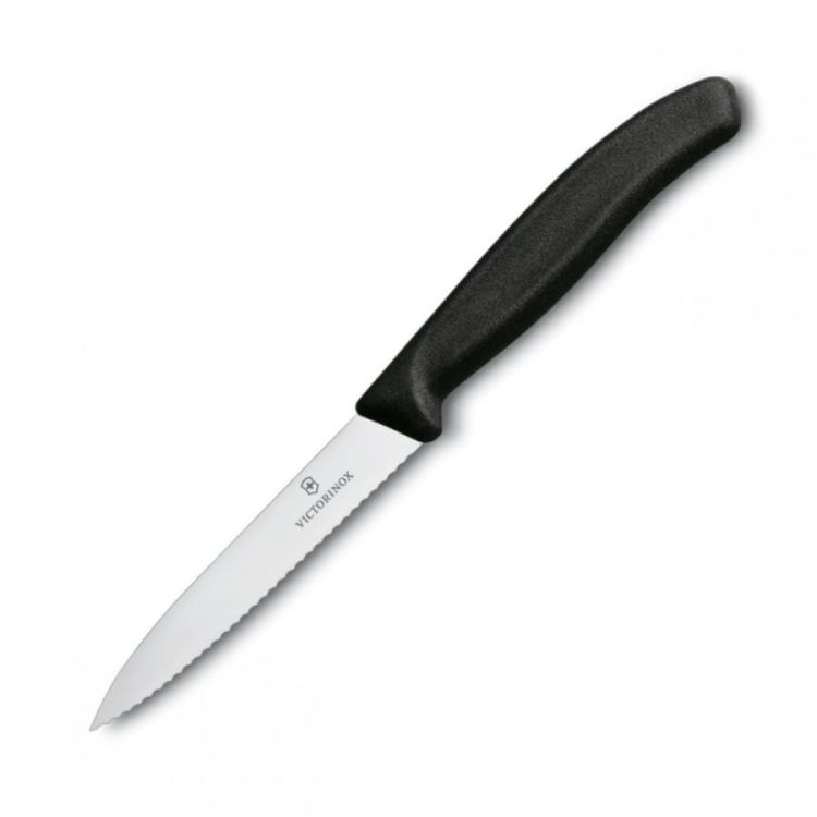Nóż Victorinox do jarzyn, ząbkowany, 10 cm, czarny