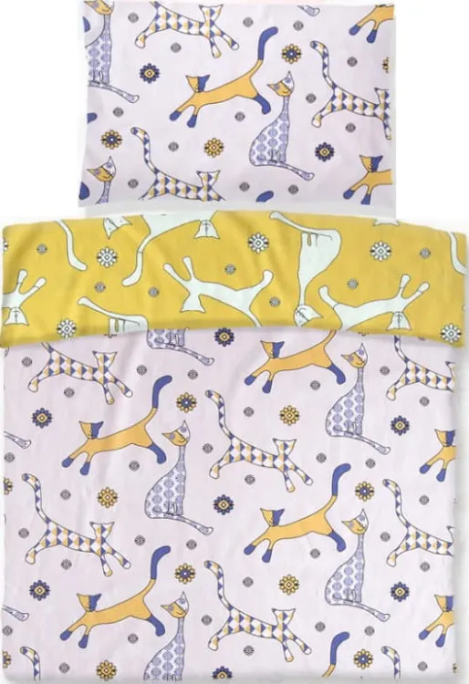 Pościel bawełna druk / KITTIES YELLOW / 100x135 +1x 40x60