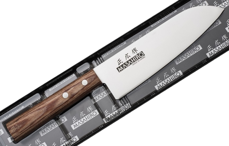 Nóż Masahiro Sankei Santoku 165mm brązowy [35921]