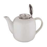 dzbanek do herbaty, z zaparzaczem, ceramika/stal nierdzewna, 1,5 l, biały