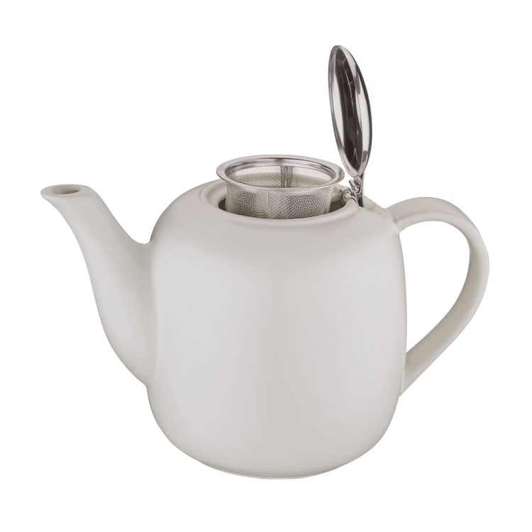 dzbanek do herbaty, z zaparzaczem, ceramika/stal nierdzewna, 1,5 l, biały