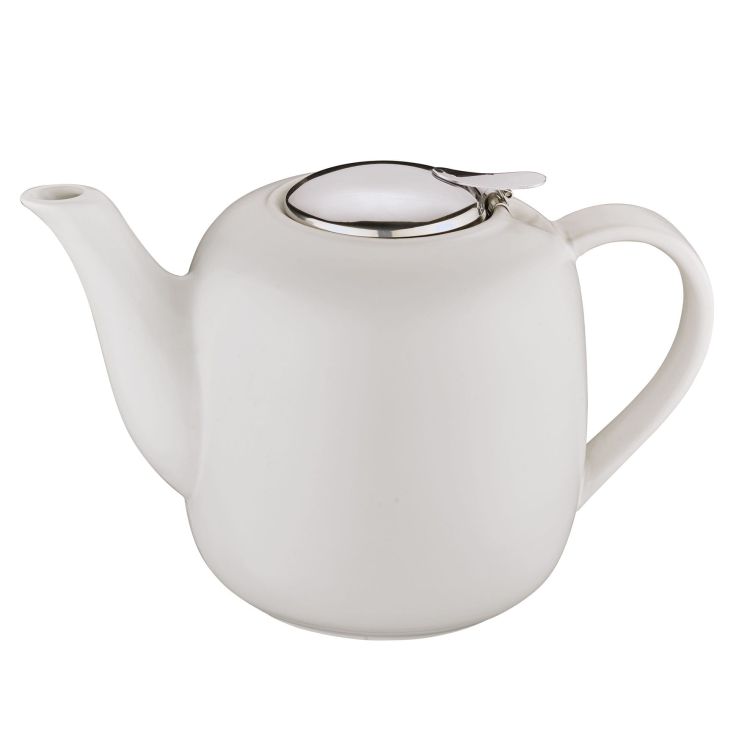 dzbanek do herbaty, z zaparzaczem, ceramika/stal nierdzewna, 1,5 l, biały