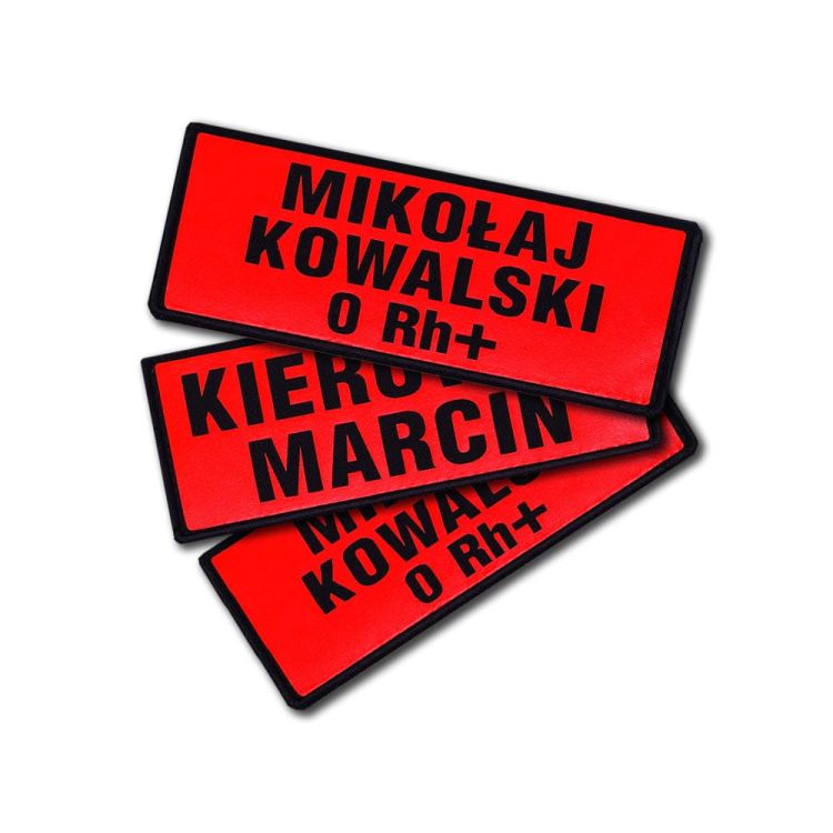 Imiennik tło FLUO 1-3 linijki tekstu na rzepie 13 x 5 cm