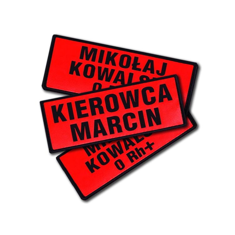 Imiennik tło FLUO 1-3 linijki tekstu na rzepie 13 x 5 cm