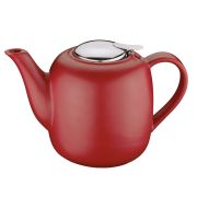 dzbanek do herbaty, z zaparzaczem, ceramika/stal nierdzewna, 1,5 l, czerwony
