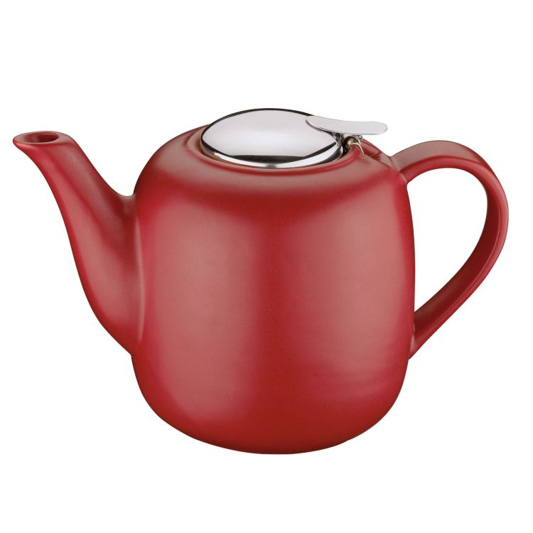 dzbanek do herbaty, z zaparzaczem, ceramika/stal nierdzewna, 1,5 l, czerwony