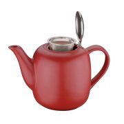 dzbanek do herbaty, z zaparzaczem, ceramika/stal nierdzewna, 1,5 l, czerwony