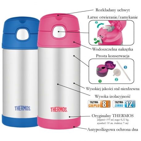 Termos dziecięcy ze słomką – kwiaty