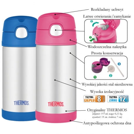 Termos dziecięcy ze słomką – fioletowy