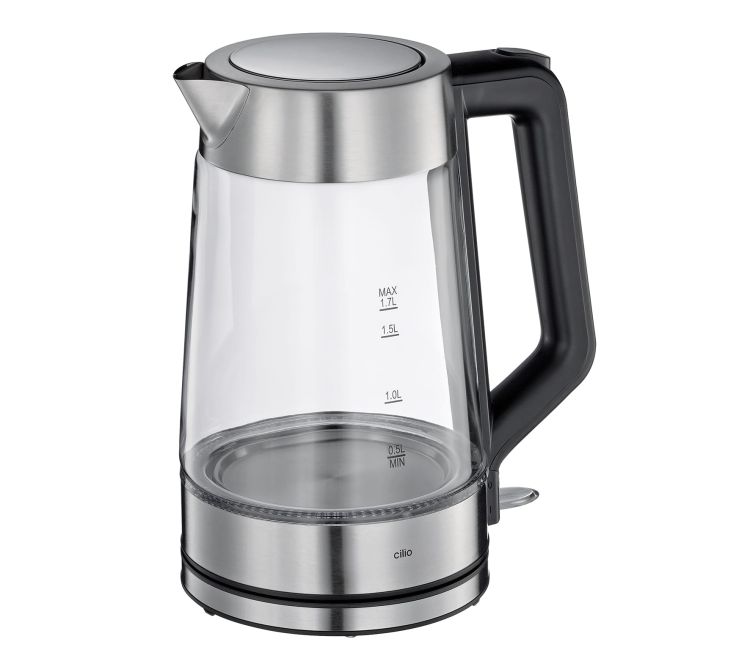 Czajnik elektryczny Cilio Classic Vesuvio, stal nierdzewna/szkło , 1,7 l, śred. 15,5 x 26,5 cm