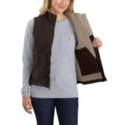 Damska Kamizelka Carhartt Sherpa Lined Mock Neck Vest DARK BROWN