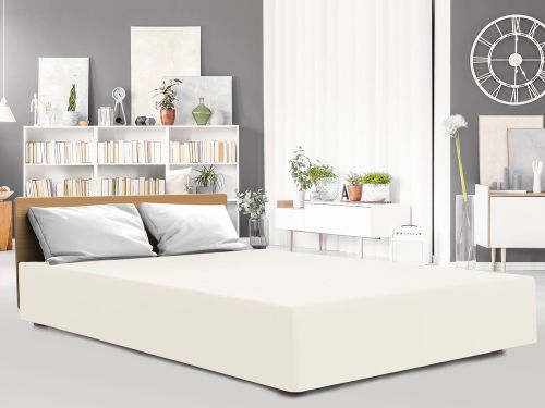 Prześcieradło jersey elastan z gumką ECRU/EKOLOGIA/220x200x30