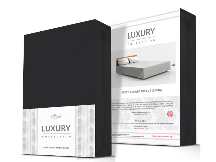 Prześcieradło jersey elastan z gumką BLACK/CZARNY/90x200x30