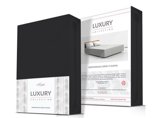 Prześcieradło jersey elastan z gumką BLACK/CZARNY/160x200x30