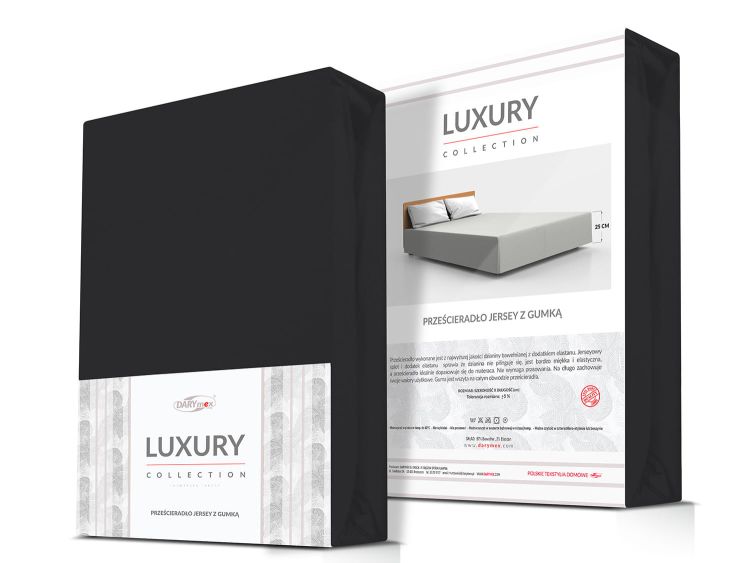 Prześcieradło jersey elastan z gumką BLACK/CZARNY/160x200x30