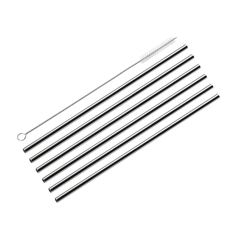 stalowe słomki do napojów ze szczoteczką do czyszczenia, 6 szt., 22,5 cm