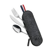 Zestaw sztućców w etui Cilio Viaggio, 3 el., 23,5 x 7,5 cm, czarne