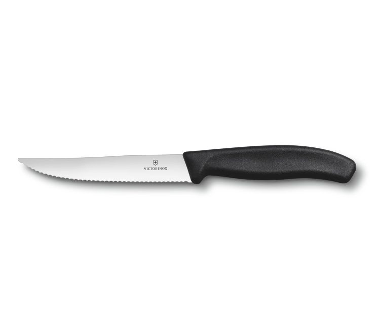 Nóż Victorinox do steków, ząbkowany, 12cm, czarny