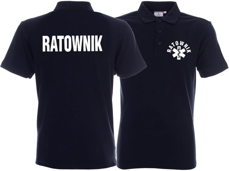 Koszulka Polo męska RATOWNIK granatowa