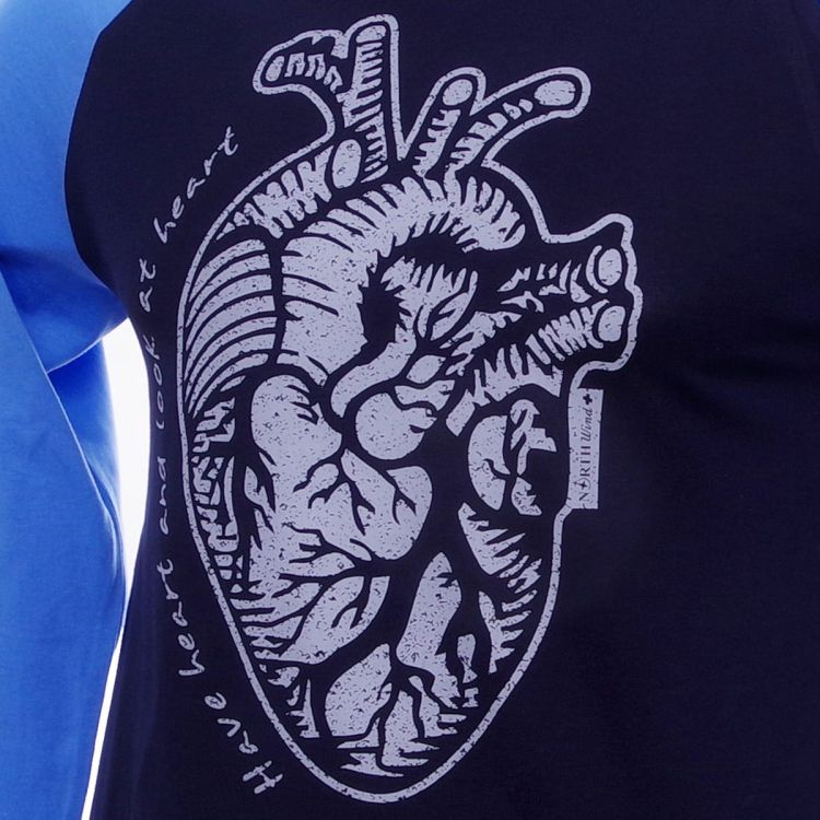 Koszulka Serce Anatomiczne z długim rękawem granatowo niebieska