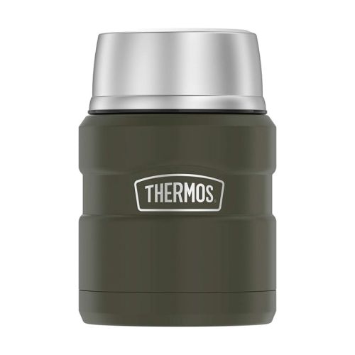 Termos na jedzenie z składaną łyżką i kubkiem Thermos 0,47l  – zieleń wojskowa