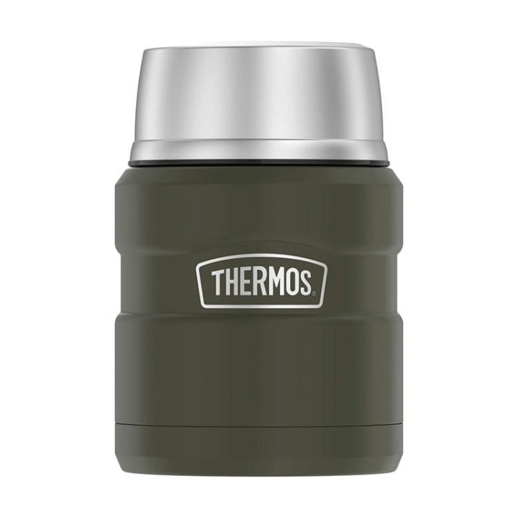 Termos na jedzenie z składaną łyżką i kubkiem Thermos 0,47l  – zieleń wojskowa