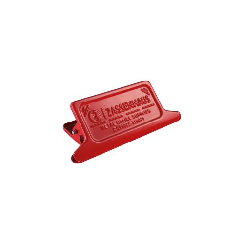 klips do torebek, metal, 11,5 x 3,5 x 4,5 cm, czerwony