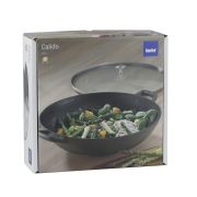 Wok ze szklaną pokrywą Kela, żeliwo emaliowane, śred.36 cm, 4 l, wys. 10 cm, czarny