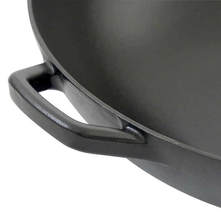 Wok ze szklaną pokrywą Kela, żeliwo emaliowane, śred.36 cm, 4 l, wys. 10 cm, czarny