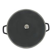 Wok ze szklaną pokrywą Kela, żeliwo emaliowane, śred.36 cm, 4 l, wys. 10 cm, czarny