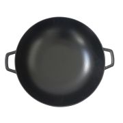 Wok ze szklaną pokrywą Kela, żeliwo emaliowane, śred.36 cm, 4 l, wys. 10 cm, czarny