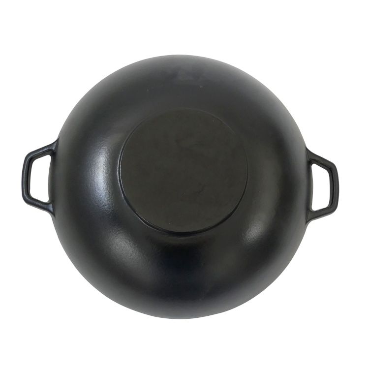 Wok ze szklaną pokrywą Kela, żeliwo emaliowane, śred.36 cm, 4 l, wys. 10 cm, czarny