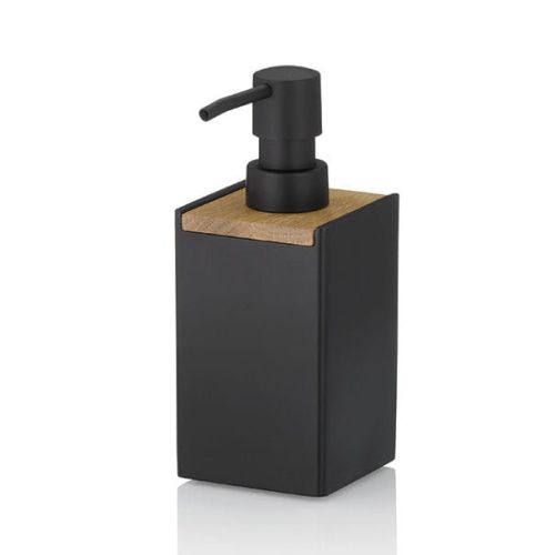 Dozownik do mydła Kela, tworzywo sztuczne/bambus, 0,4 l, 7 x 7 x 17,5 cm