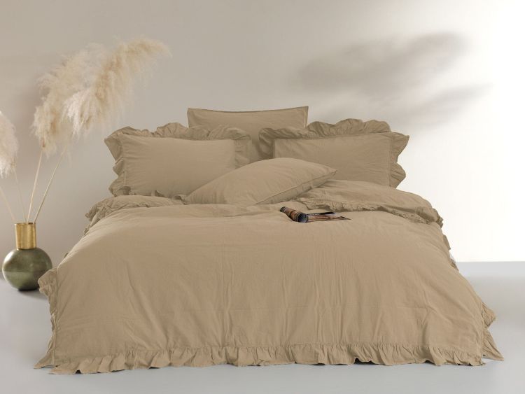 Pościel bawełniana AKDENIZ BEIGE/200x220(P) STONEWASHED