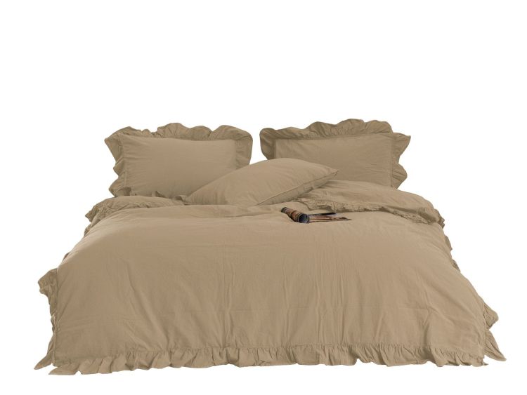 Pościel bawełniana AKDENIZ BEIGE/200x220(P) STONEWASHED