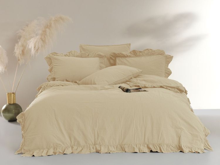 Pościel bawełniana AKDENIZ CREAM/200x220(P) STONEWASHED