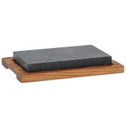 Kamień do serwowania na podstawie Kela Country, granit/drewno akacji, 24×16×4 cm