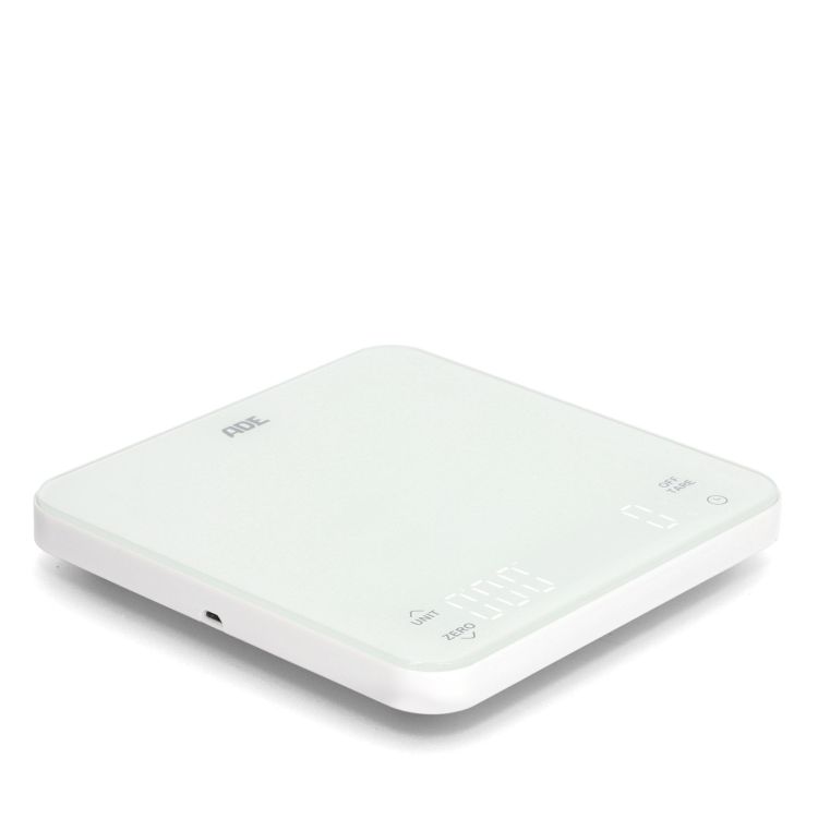 Waga kuchenna ładowana przez USB ADE Nuria, do 5 kg, 16 x 16 cm, biała