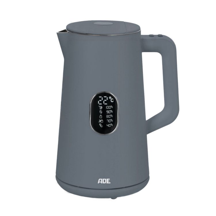 Czajnik elektryczny z regulacją temperatury ADE, podwójne ścianki, 1,5 l, 20 x 15 x 27 cm, szary