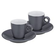 Filiżanki do espresso ze spodkami Kela Mattia, 2 szt., ceramika, 0,05 l, śred. 12 x 6,5 cm, szare