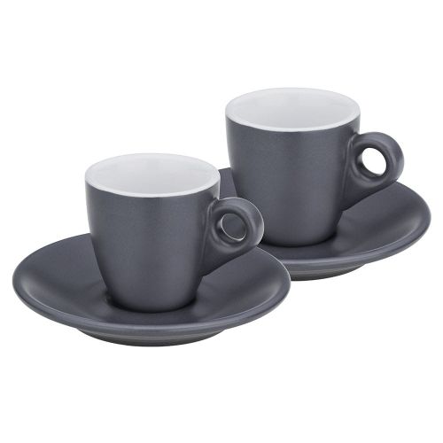 Filiżanki do espresso ze spodkami Kela Mattia, 2 szt., ceramika, 0,05 l, śred. 12 x 6,5 cm, szare