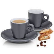 Filiżanki do espresso ze spodkami Kela Mattia, 2 szt., ceramika, 0,05 l, śred. 12 x 6,5 cm, szare