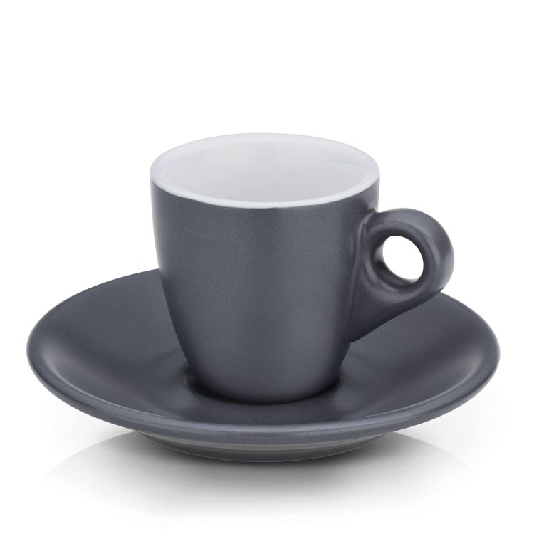 Filiżanki do espresso ze spodkami Kela Mattia, 2 szt., ceramika, 0,05 l, śred. 12 x 6,5 cm, szare