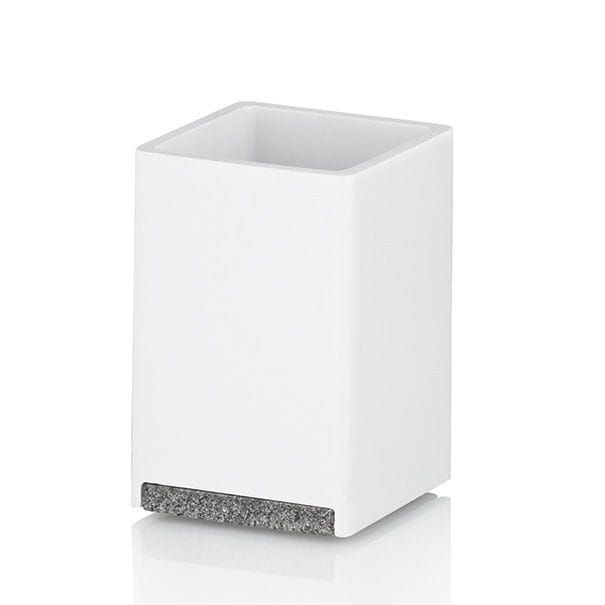 Kubek Kela Cube, żywica polimerowa/kamień, 7 x 7 x 11 cm, biały