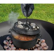 Garnek żeliwny Kuchenprofi Dutch Oven, z akcesoriami do używania na grillu i nad ogniskiem, 3,5 l, śred. 24 x 13,5 cm
