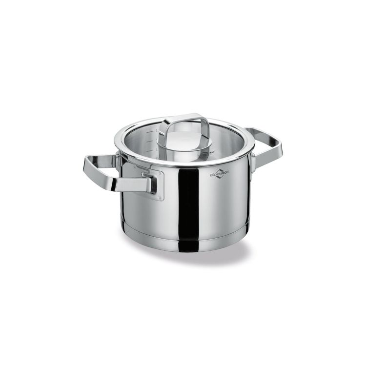 Garnek z pokrywką Kuchenprofi San Remo, stal nierdzewna/szkło, 2,0 l, śred. 16 cm