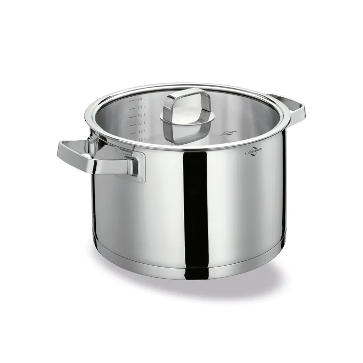 Garnek z pokrywką Kuchenprofi San Remo, stal nierdzewna/szkło, 6,5 l, śred. 24 cm